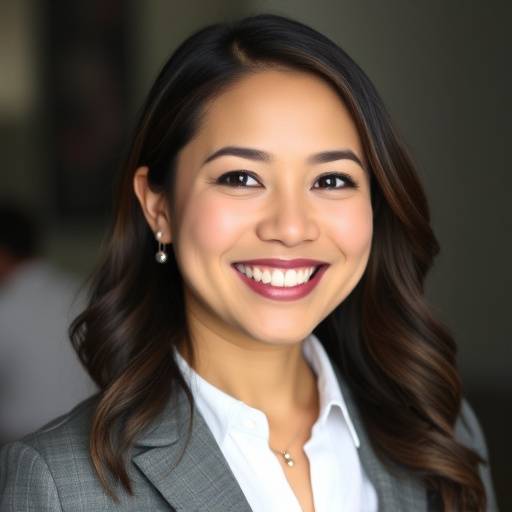 Retrato de Sofia Mendoza, Asesora Financiera, con una sonrisa c√°lida y profesional